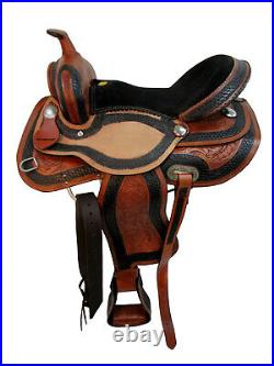 Brown Leather Barrel Saddle Used Horse Tack Pleasure Racing Tack 15 16 17 18