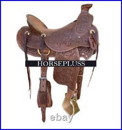 Brown Leather Equestrian Trail Roping Horse Western Saddle Wade A Tree 10 18