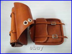 Brown Leather Horse Saddle Bag Vintage Studded Crossbody