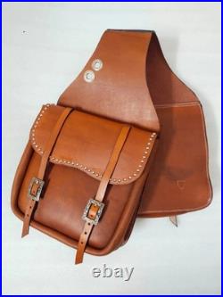 Brown Leather Horse Saddle Bag Vintage Studded Crossbody Brown Leather Horse Saddle Bag Vintage Studded Crossbody