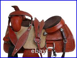Brown Leather Ranch Roping Saddle 16 17 Pleasure Horse Tooled Leather Tack Set