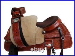 Brown Leather Ranch Roping Saddle 16 17 Pleasure Horse Tooled Leather Tack Set