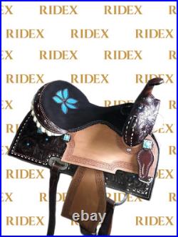 Brown Leather Western Barrel Racing Style Saddle Free Shipping
