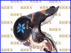 Brown Leather Western Barrel Racing Style Saddle Free Shipping