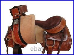 Brown Leather Western Horse Custom Made Roping Saddle Roper Trail Tack 15 16 17