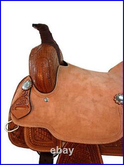 Brown Leather Western Roping Ranch Saddle 15 16 17 18 Pleasure Horse Tooled Tack