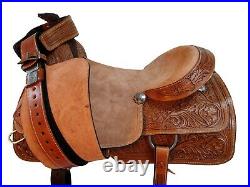 Brown Leather Western Roping Ranch Saddle 15 16 17 18 Pleasure Horse Tooled Tack