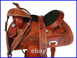 Brown Leather Western Saddle 16 15 17 Pleasure Horse Show Tooled Tack Package