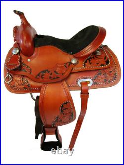 Brown Leather Western Saddle 16 15 17 Pleasure Horse Show Tooled Tack Package