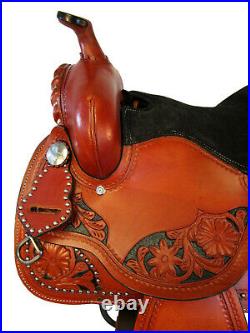 Brown Leather Western Saddle 16 15 17 Pleasure Horse Show Tooled Tack Package