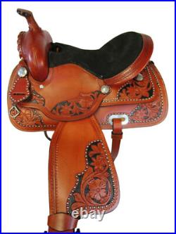 Brown Leather Western Saddle 16 15 17 Pleasure Horse Show Tooled Tack Package