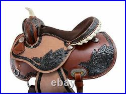 Brown Leather Western Trail Saddle 15 16 Pleasure Horse Floral Tooled Tack Set