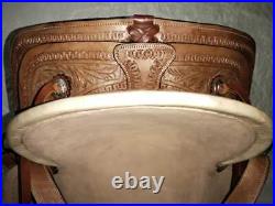 Brown Rough Out Leather Hand Carved Roper Ranch Saddle 12-19 Free Shipping