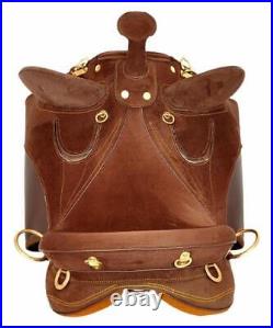 Brown Synthetic Suede Australian Stock Saddle With All Accessorie (Size 15-18)