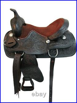 Brown Western Saddle 18 17 16 15 Pleasure Horse Trail Tooled Leather Horse Tack