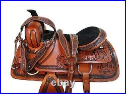Brown Western Saddle 18 17 16 15 Roping Ranch Horse Pleasure Leather Tack Set