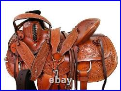 Brown Western Saddle Ranch Roping Roper Horse Pleasure Leather Tack 15 16 17 18