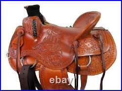 Brown Western Saddle Ranch Roping Roper Horse Pleasure Leather Tack 15 16 17 18