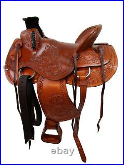 Brown Western Saddle Ranch Roping Roper Horse Pleasure Leather Tack 15 16 17 18