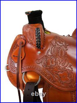 Brown Western Saddle Ranch Roping Roper Horse Pleasure Leather Tack 15 16 17 18