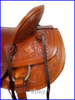 Brown Western Saddle Ranch Roping Roper Horse Pleasure Leather Tack 15 16 17 18