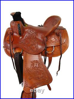 Brown Western Saddle Ranch Roping Roper Horse Pleasure Leather Tack 15 16 17 18