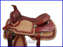 Brown Western Saddle Trail Pleasure 15 16 17 18 Horse Tooled Leather Used Tack