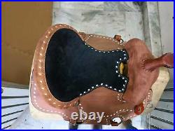 Buck Stitched Western Leather Barrel Rough Out Saddle + Free Matching Set