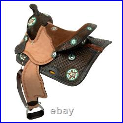 Buckaroo Youth Barrel Style Saddle SET with Silver Star Conchos 12 NEW