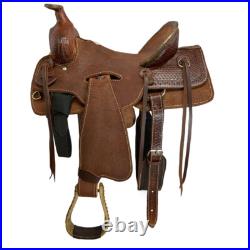 Buffalo Saddlery Hard Seat Oiled Roughout Ranch Roper Style Saddle 16 Inch