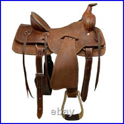 Buffalo Saddlery Hard Seat Oiled Roughout Ranch Roper Style Saddle 16 Inch
