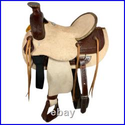 Buffalo Saddlery Rugged Outlaw Natural Roughout Roper Style Saddle 16 Inch