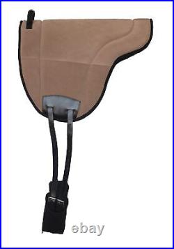 CHALLENGER Horse Neoprene Anti-Slip Suede Leather Bareback Saddle Pad Brown 3