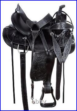 COMFY WESTERN PLEASURE TRAIL LEATHER SADDLE 18 in