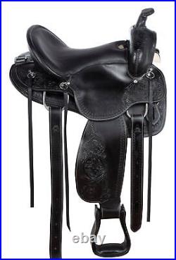 COMFY WESTERN PLEASURE TRAIL LEATHER SADDLE 18 in