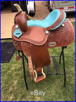 California Saddlery 14 Barrel Saddle with Blue Seat