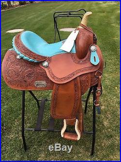 California Saddlery 14 Barrel Saddle with Blue Seat