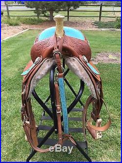 California Saddlery 14 Barrel Saddle with Blue Seat