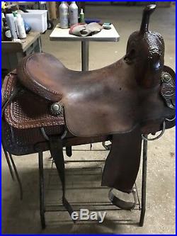Calvin Allen Cutting Saddle WithTerry Riddle Tree FQHB 18 inch Seat Used