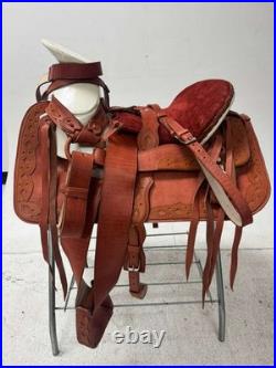 Charro Saddle 15.5 Natural Tan Bordada El Caporal (Set Completo)