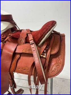Charro Saddle 15.5 Natural Tan Bordada El Caporal (Set Completo)