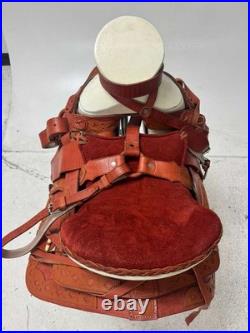 Charro Saddle 15.5 Natural Tan Bordada El Caporal (Set Completo)