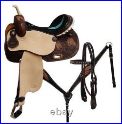 Circle S Barrel horse saddle set with feather tooling Size 14,15,16