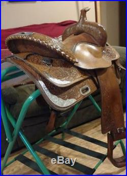 Circle Y 16 PARK & TRAIL Western Saddle Tooled Leather & Silver Metal Accents
