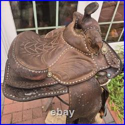 Circle Y Brand Western Saddle Buckstitch Used High Quality Leather
