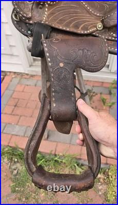 Circle Y Brand Western Saddle Buckstitch Used High Quality Leather