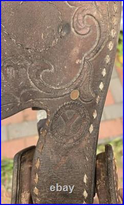Circle Y Brand Western Saddle Buckstitch Used High Quality Leather