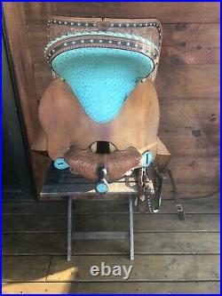 Circle Y Turquoise Ostrich Leather 15 inch Saddle
