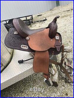 Circle Y Used Once 15 Proven High Horse Barrel Saddle / Croc Inlay