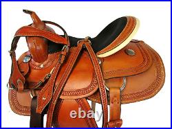 Classic Western Cowboy Leather Horse Saddle Stamped 15 16 Suede Black Seat
